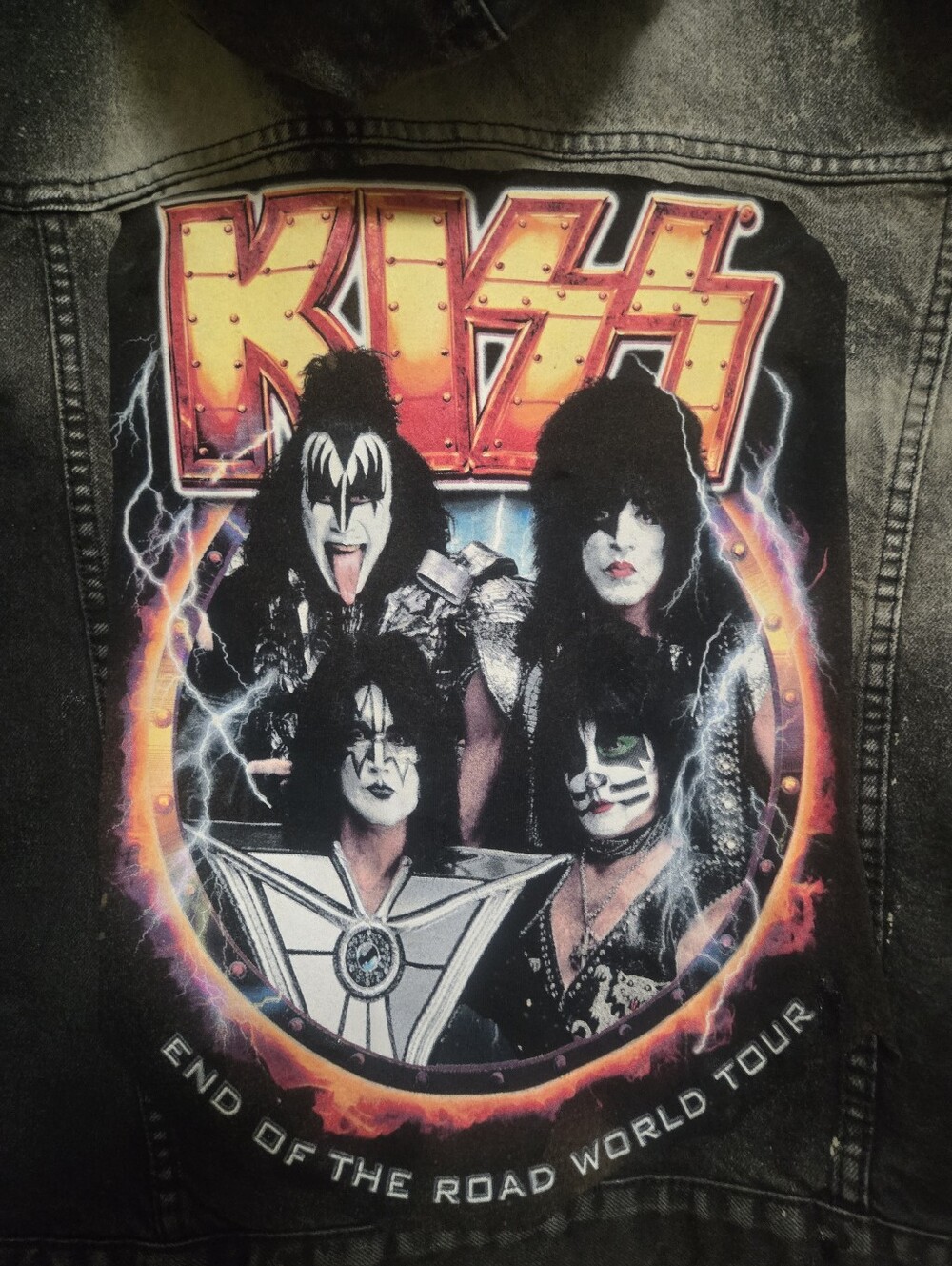 KISS End of the Road Jacket — Upcycled Black Denim, Band Merch. Jacket5 - Picture 7 of 7